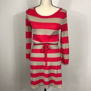 Rag & Bone Striped Drawstring Sweater Dress XS Tan